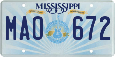 MS license plate MAO672