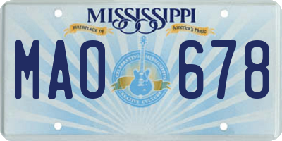 MS license plate MAO678
