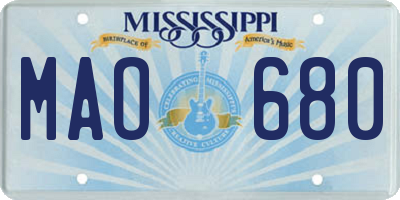 MS license plate MAO680