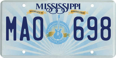 MS license plate MAO698