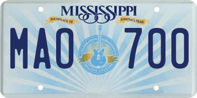 MS license plate MAO700