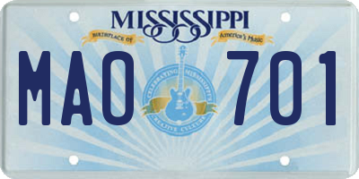 MS license plate MAO701