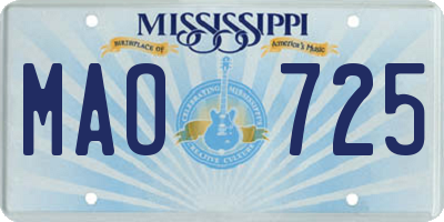 MS license plate MAO725