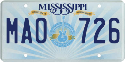 MS license plate MAO726