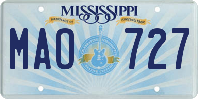 MS license plate MAO727