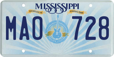 MS license plate MAO728