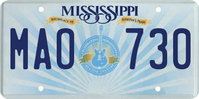 MS license plate MAO730