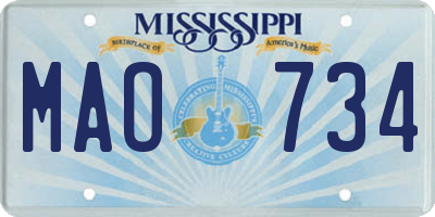 MS license plate MAO734