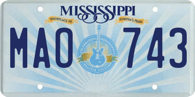 MS license plate MAO743
