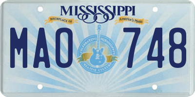 MS license plate MAO748