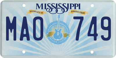 MS license plate MAO749