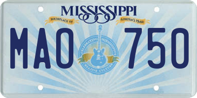 MS license plate MAO750