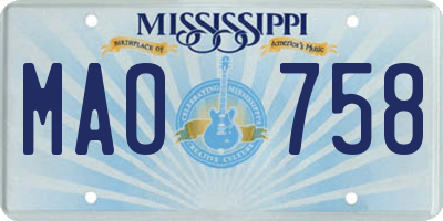MS license plate MAO758