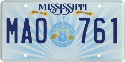MS license plate MAO761