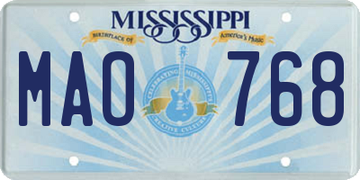 MS license plate MAO768