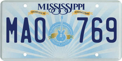 MS license plate MAO769
