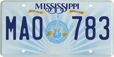 MS license plate MAO783