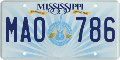 MS license plate MAO786