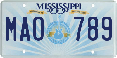 MS license plate MAO789