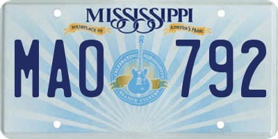 MS license plate MAO792