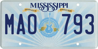 MS license plate MAO793
