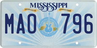 MS license plate MAO796