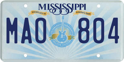 MS license plate MAO804