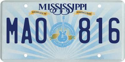 MS license plate MAO816