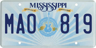 MS license plate MAO819