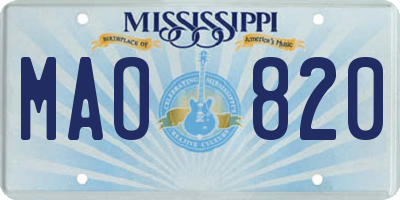 MS license plate MAO820