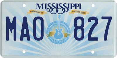 MS license plate MAO827