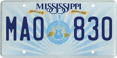 MS license plate MAO830