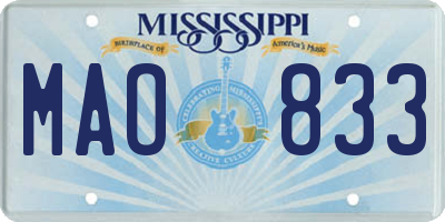 MS license plate MAO833