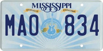 MS license plate MAO834