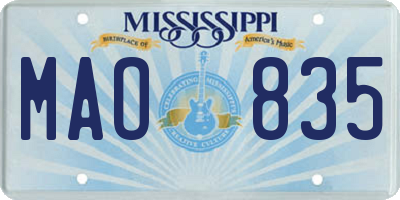 MS license plate MAO835