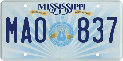 MS license plate MAO837