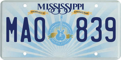 MS license plate MAO839