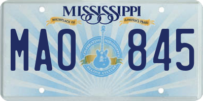 MS license plate MAO845