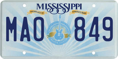 MS license plate MAO849