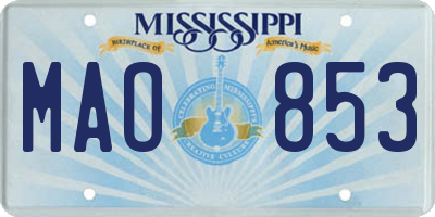 MS license plate MAO853