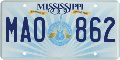 MS license plate MAO862