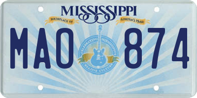 MS license plate MAO874
