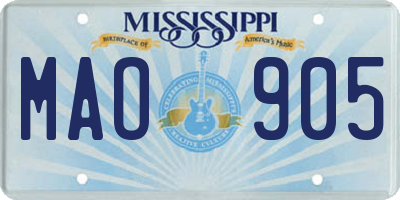 MS license plate MAO905