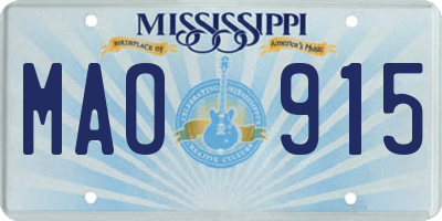 MS license plate MAO915