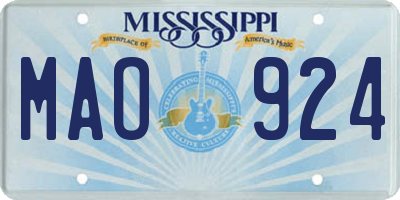 MS license plate MAO924