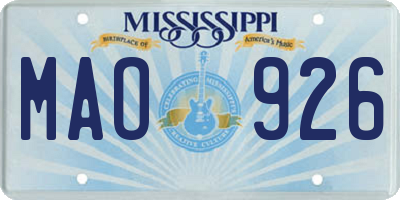 MS license plate MAO926