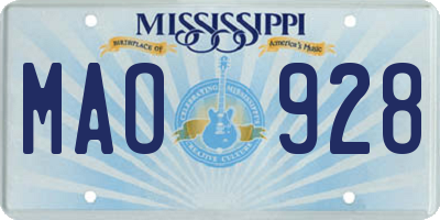 MS license plate MAO928
