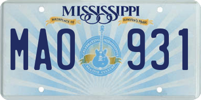 MS license plate MAO931