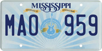 MS license plate MAO959