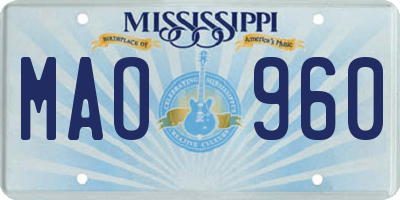 MS license plate MAO960
